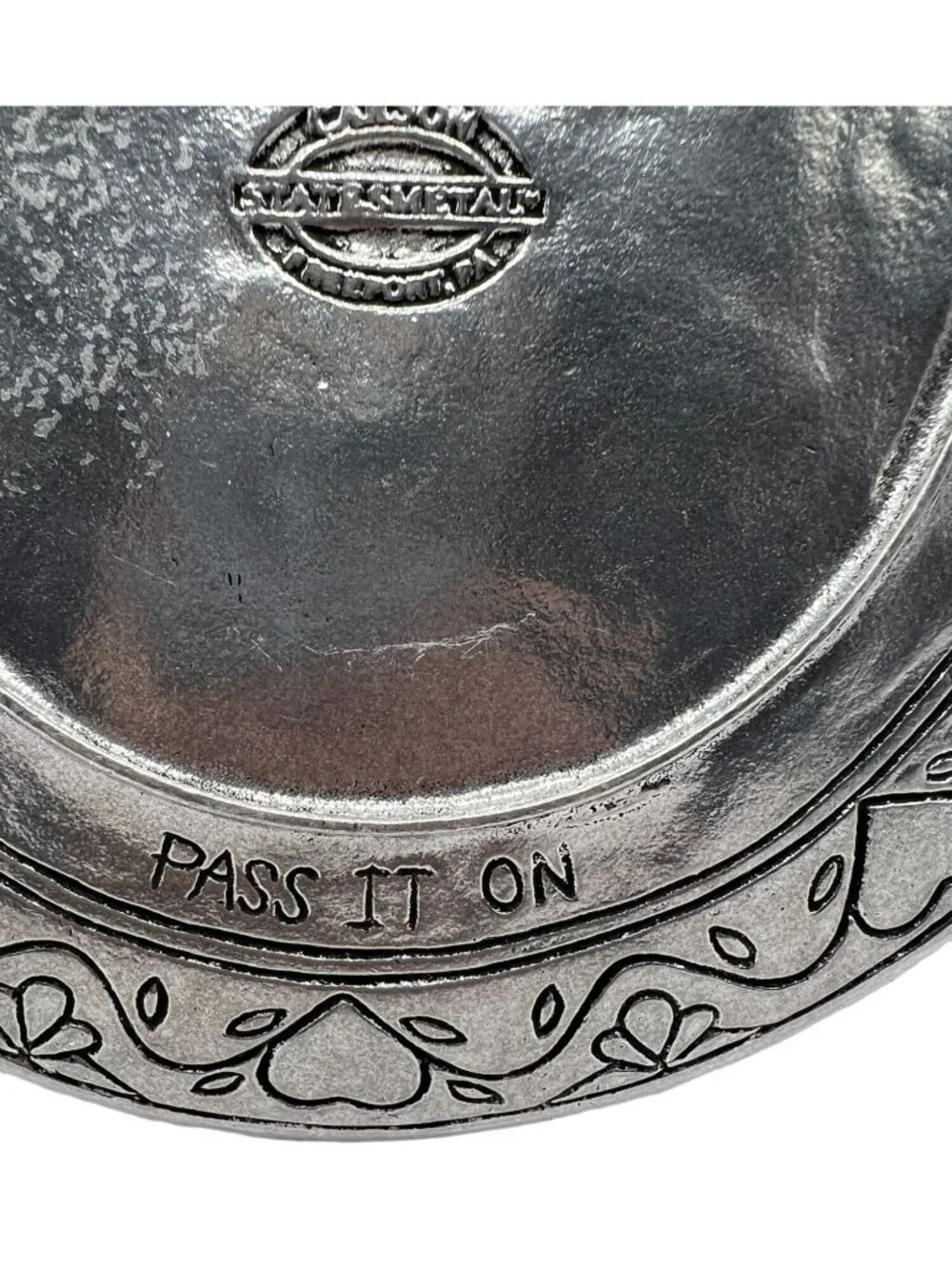 Vtg Carson Slatesmetal Pewter Pass It On Friendship Angels Plate